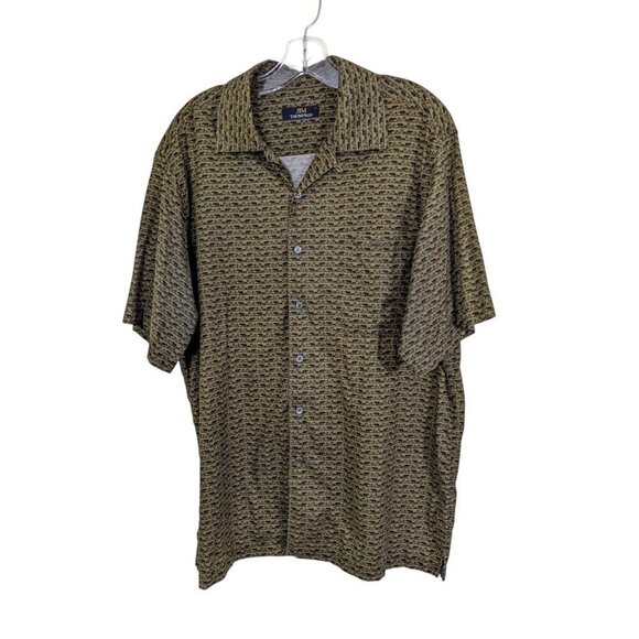 Jim Thompson Other - Jim Thompson Mens L Button Up Shirt Dark Olive Green Elephant Print Cotton